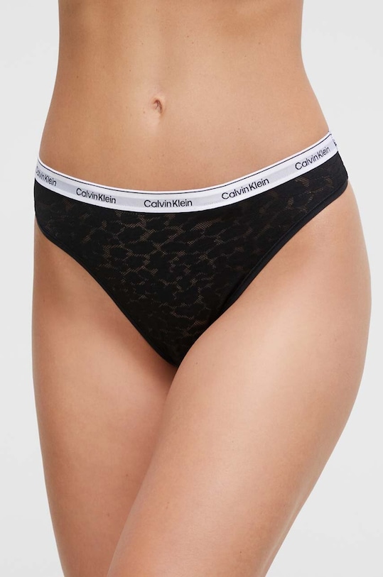 Calvin Klein Underwear stringi nadruk czarny 000QD5051E