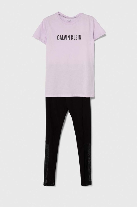 Детска памучна пижама Calvin Klein Underwear комплект виолетов G80G800630.9BYX