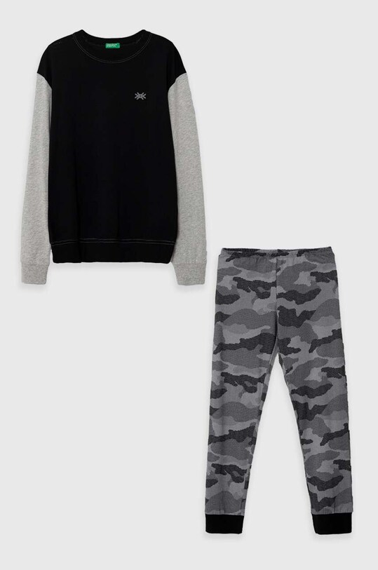 Detské pyžamo United Colors of Benetton sada čierna 3VR50P056.G.SEASONAL