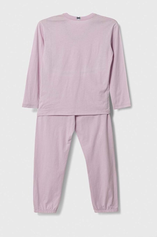Детская хлопковая пижама United Colors of Benetton 30960P05B.G.SEASONAL розовый AW23