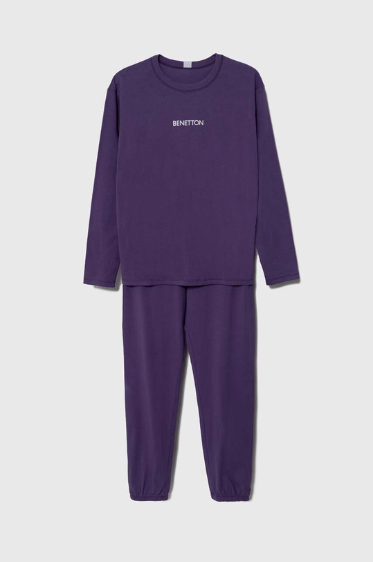 Παιδικές βαμβακερές πιτζάμες United Colors of Benetton στάμπα μωβ 30960P05B.G.SEASONAL