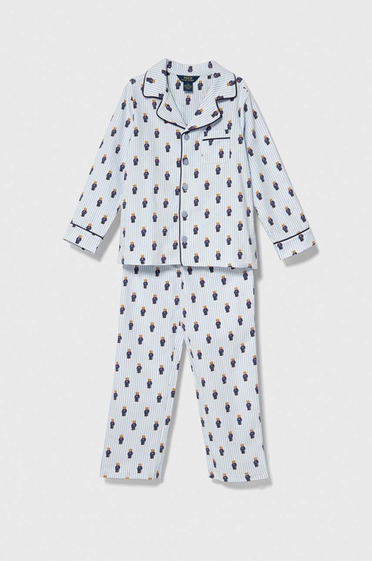 Детская хлопковая пижама Polo Ralph Lauren комплект голубой 9P0149