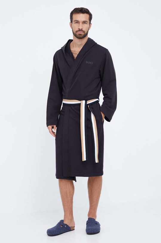 BOSS pamut köntös dzsörzé fekete 50503142