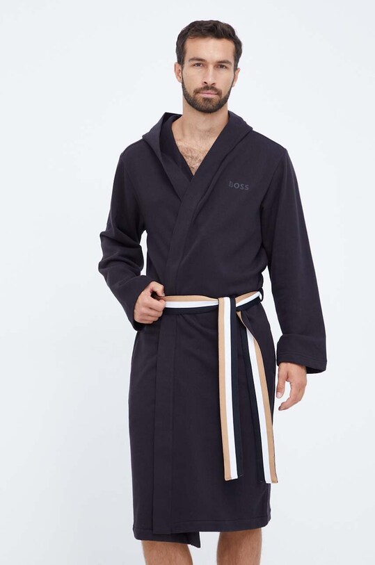 BOSS pamut köntös 50503142 fekete AW23