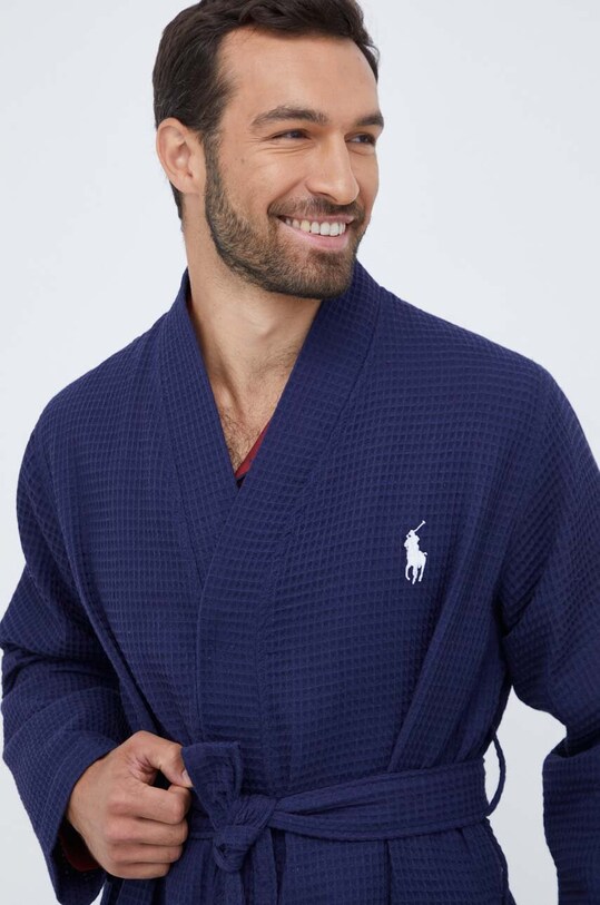 Βαμβακερή ρόμπα Polo Ralph Lauren σκούρο μπλε 714910651
