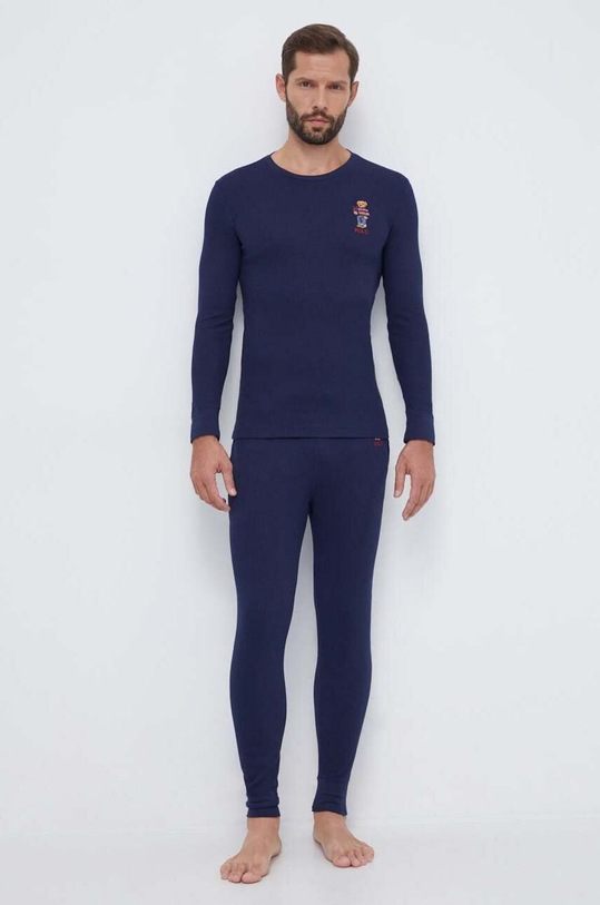 Pyžamo Polo Ralph Lauren pletenina tmavomodrá 714915966