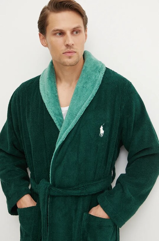 Polo Ralph Lauren szlafrok bawełniany 714915977 zielony
