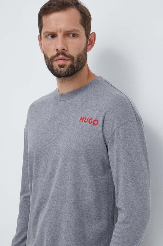 Pamučna pidžama HUGO 50501680 siva