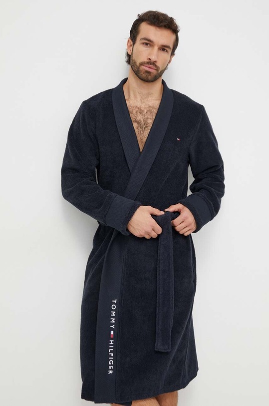 Tommy Hilfiger szlafrok bawełniany UM0UM02991 granatowy AW23