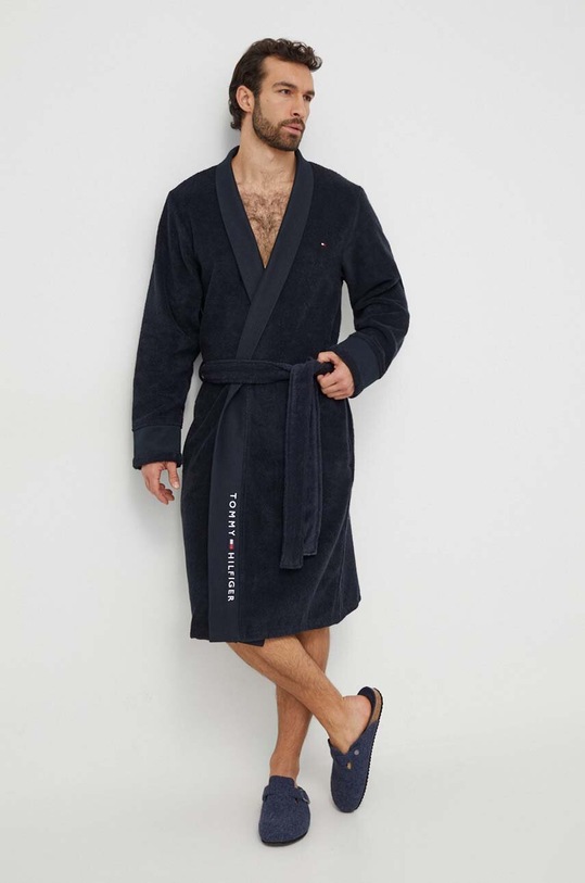 Tommy Hilfiger szlafrok bawełniany granatowy UM0UM02991
