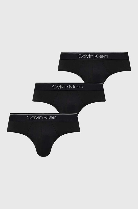Slipy Calvin Klein Underwear 3-pak pletenina čierna 000NB2568A