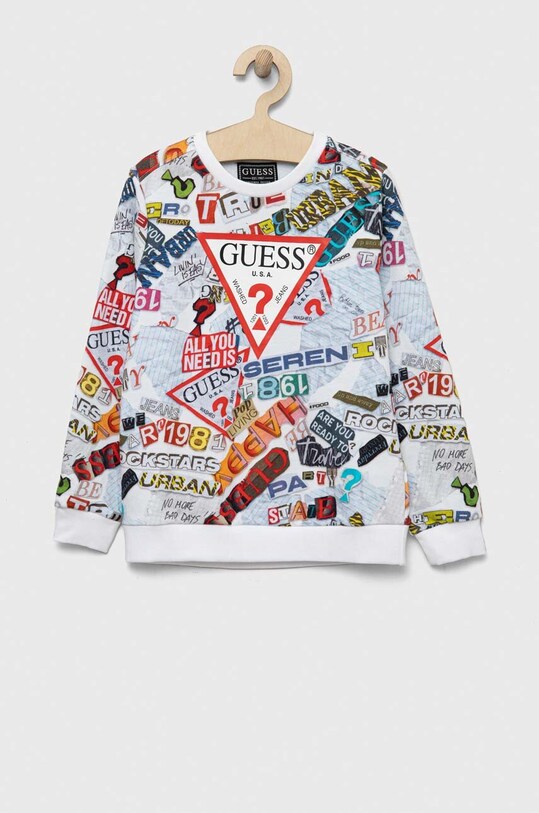 Guess hanorac de bumbac pentru copii cu modele alb L3YQ01.KA6R3.9BYX