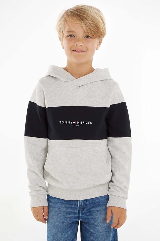 Παιδική βαμβακερή μπλούζα Tommy Hilfiger βαμβάκι γκρί KB0KB08385.128.176.9BYX
