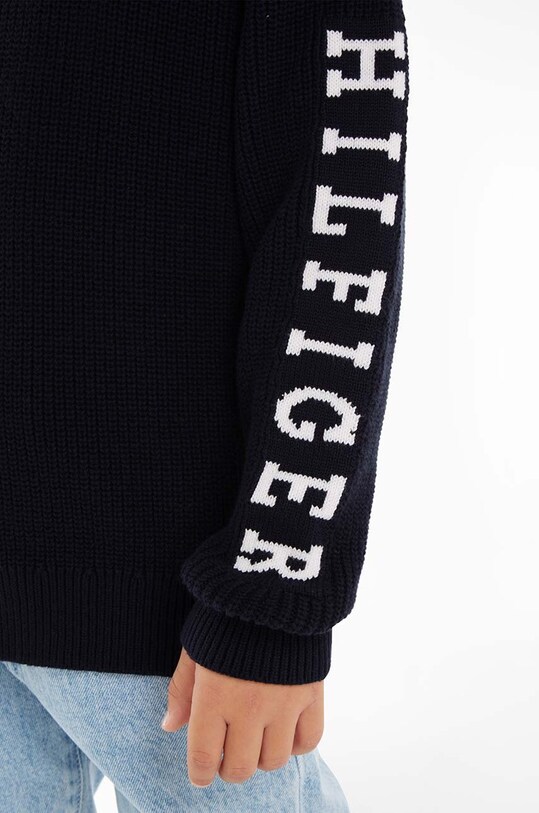 Tommy Hilfiger pulover de bumbac pentru copii KB0KB08364.128.176.9BYX bleumarin