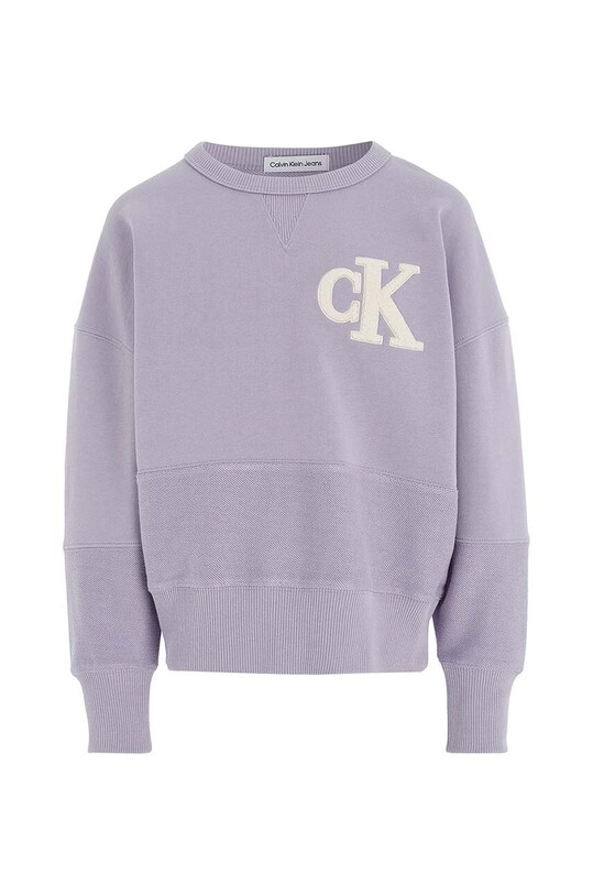 Детская хлопковая кофта Calvin Klein Jeans IB0IB01684.9BYX фиолетовой AW23