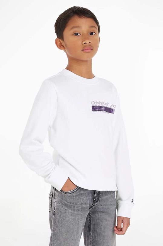 Detská mikina Calvin Klein Jeans bavlna biela IB0IB01688.9BYX