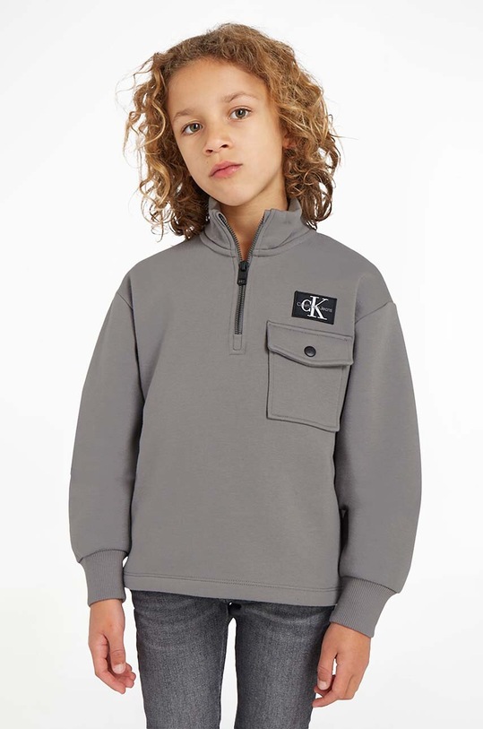 Παιδική μπλούζα Calvin Klein Jeans χωρίς κουκούλα γκρί IB0IB01694.9BYX