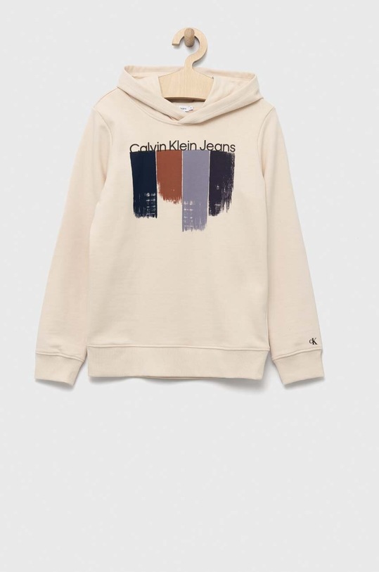 Calvin Klein Jeans bluza bawełniana dziecięca nadruk beżowy IB0IB01696.9BYX