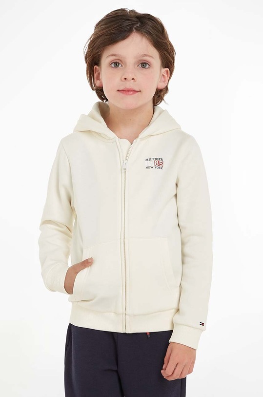 Детски суичър Tommy Hilfiger с качулка бежов KB0KB08629.128.176.9BYX
