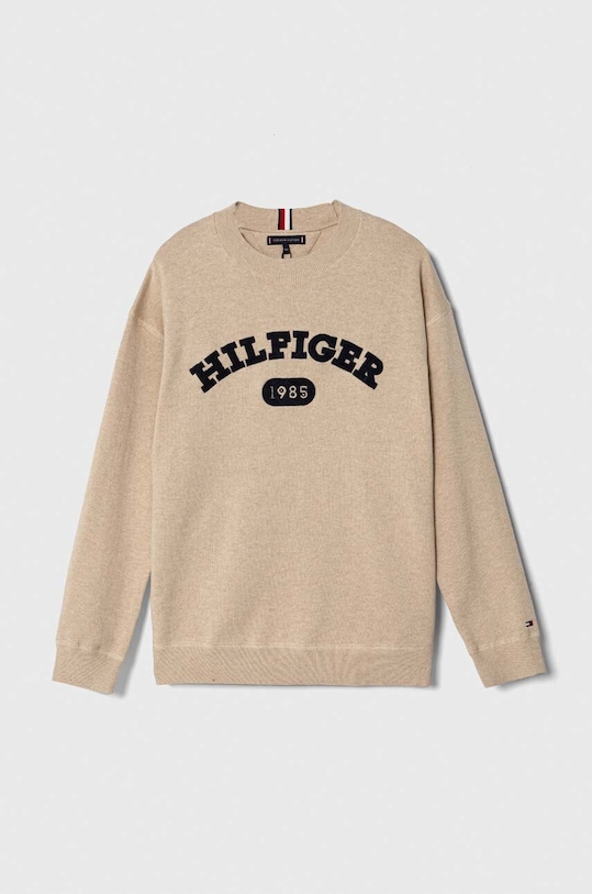 Tommy Hilfiger sweter bawełniany dziecięcy aplikacja beżowy KB0KB08509.128.176.9BYX
