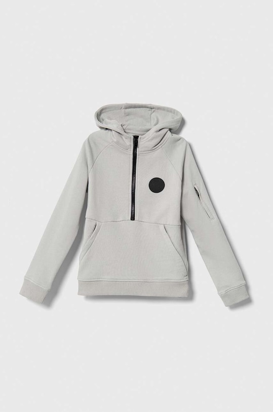 Dětská bavlněná mikina Guess s kapucí šedá L3BQ09.KAD74.9BYX