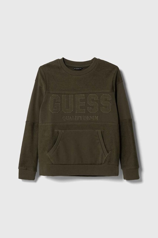 Παιδική βαμβακερή μπλούζα Guess χωρίς κουκούλα πράσινο L3BQ32.KAD73.9BYX
