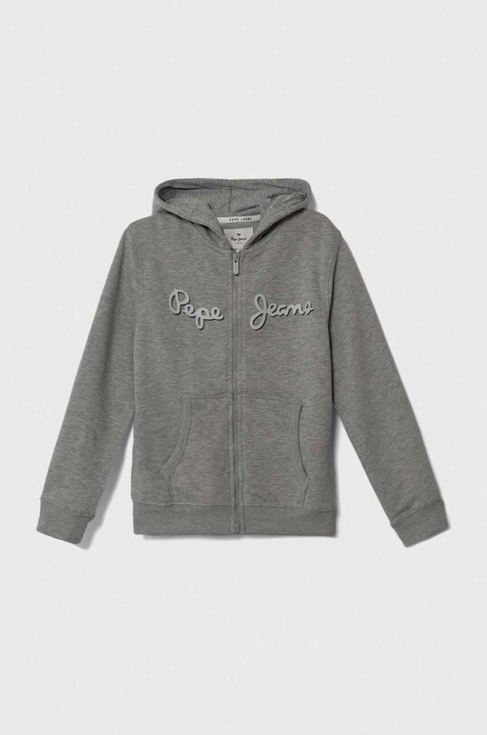 Дитяча бавовняна кофта Pepe Jeans з капюшоном сірий PB581534
