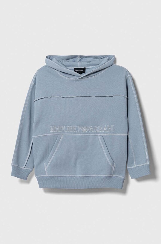 Дитяча бавовняна кофта Emporio Armani з капюшоном блакитний 6R4BJG.4J68Z