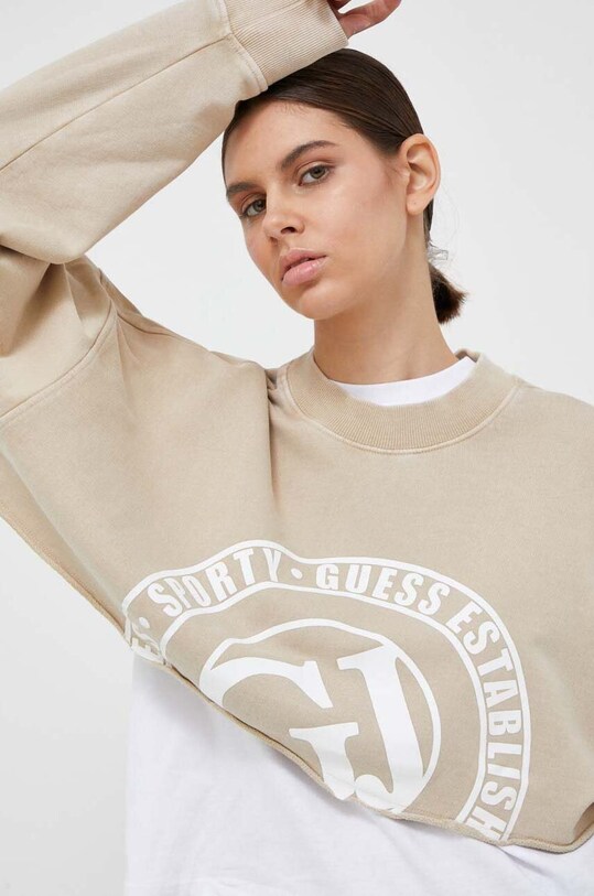 Guess bluza bawełniana beżowy V3YQ13.K68I0