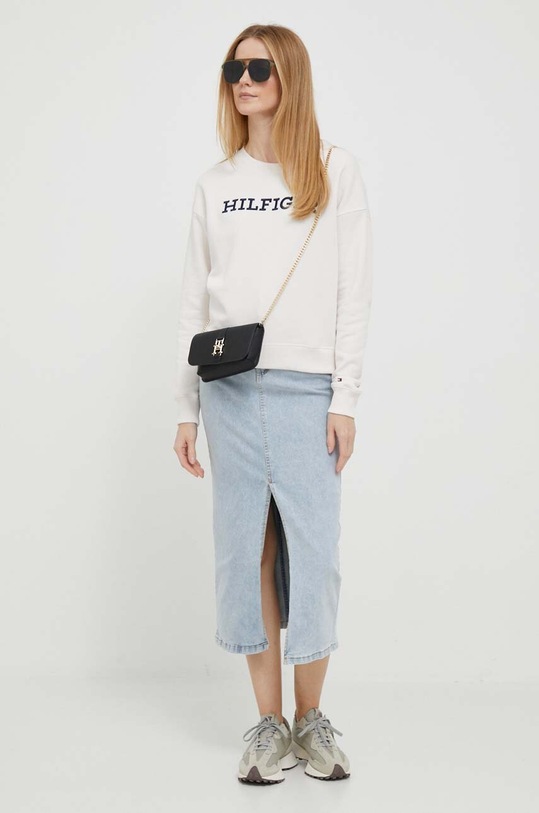 Bombažen pulover Tommy Hilfiger WW0WW38860 bež AW23