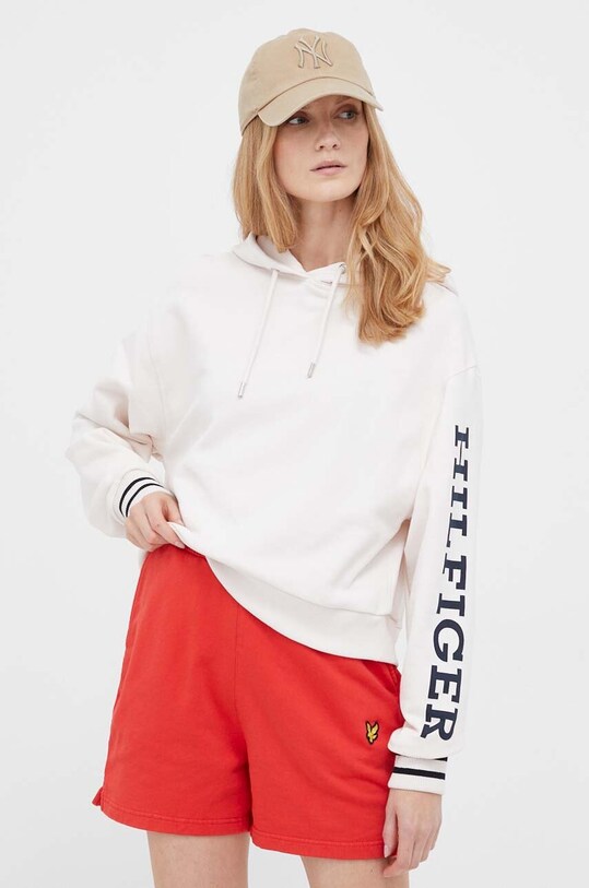 Бавовняна кофта Tommy Hilfiger з капюшоном рожевий WW0WW39140