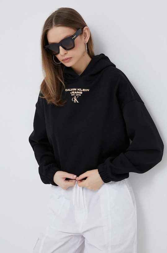 Calvin Klein Jeans bluza z kapturem czarny J20J221329