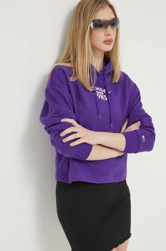 Tommy Jeans bluza z kapturem fioletowy DW0DW16141