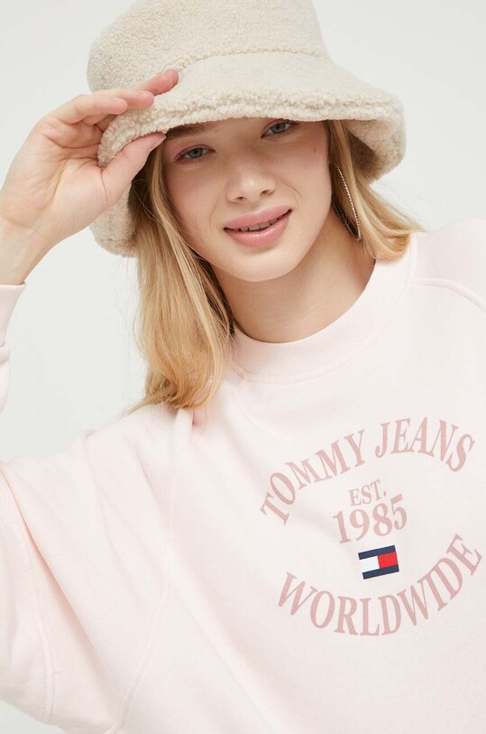 Tommy Jeans bluza bawełniana różowy DW0DW16137