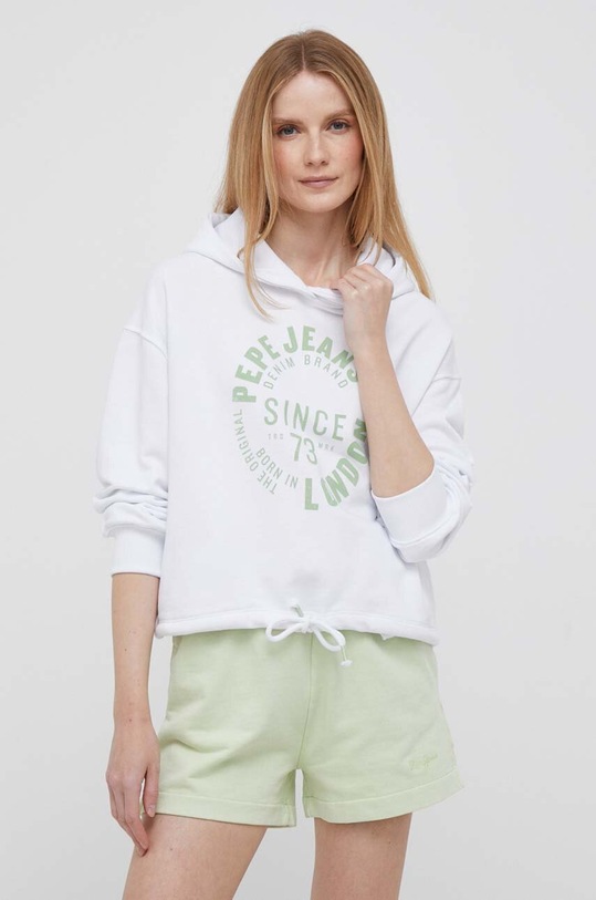 Pepe Jeans bluza bawełniana ALEXANDRA nadruk biały PL581358.800