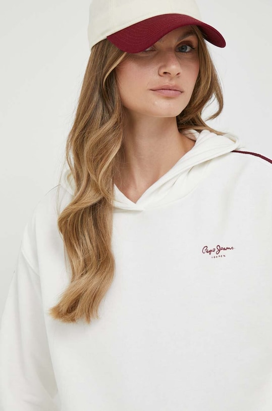Pepe Jeans hanorac de bumbac Bibi imprimeu bej PL581365.808