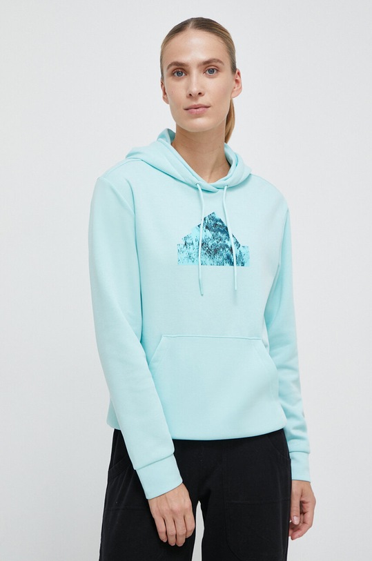 Μπλούζα adidas με κουκούλα τιρκουάζ IM4878