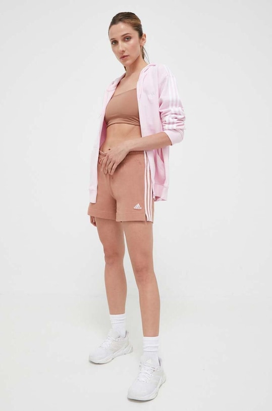 adidas bluza bawełniana IL3418 różowy AW23