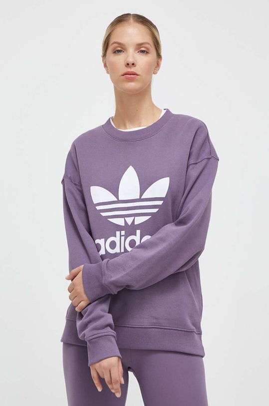 Pamučna dukserica adidas Originals ljubičasta IL3873