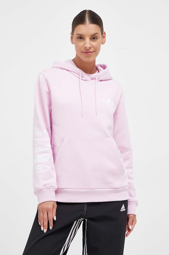 Суичър adidas Originals с качулка розов IJ6015
