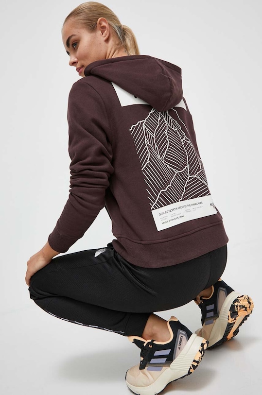 Bavlněná mikina The North Face s kapucí hnědá NF0A854DI0I1