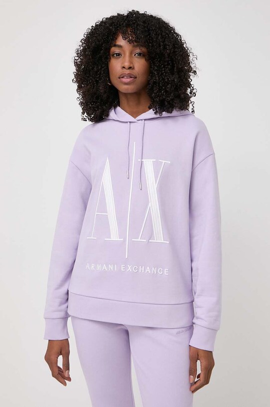 Armani Exchange hanorac de bumbac imprimeu violet 8NYM52.YJ68Z