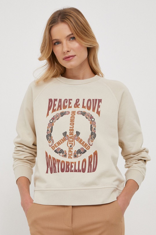 Pepe Jeans bluza bawełniana beżowy PL581372.847