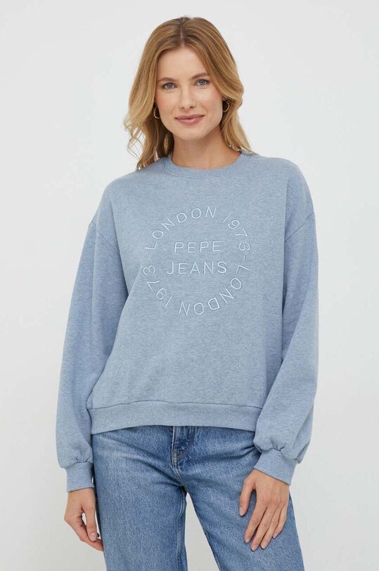 Pepe Jeans bluza bawełniana aplikacja niebieski PL581373.563