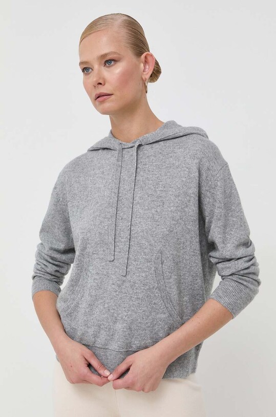 Μάλλινη μπλούζα Max Mara Leisure με κουκούλα γκρί 2333660136600