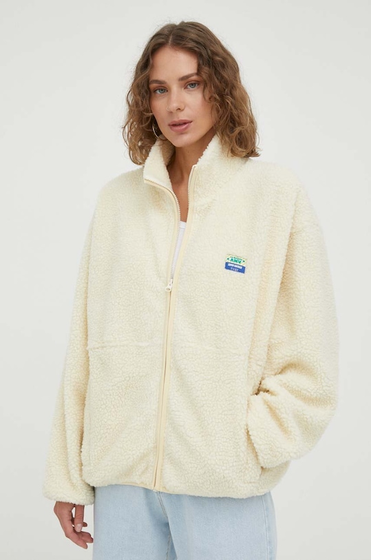 Mikina American Vintage VESTE ML bez kapuce béžová HOK16CH23