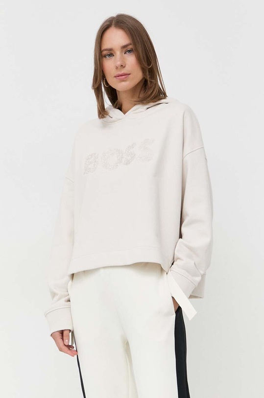 BOSS Orange bluza bawełniana BOSS ORANGE z kapturem beżowy 50500947