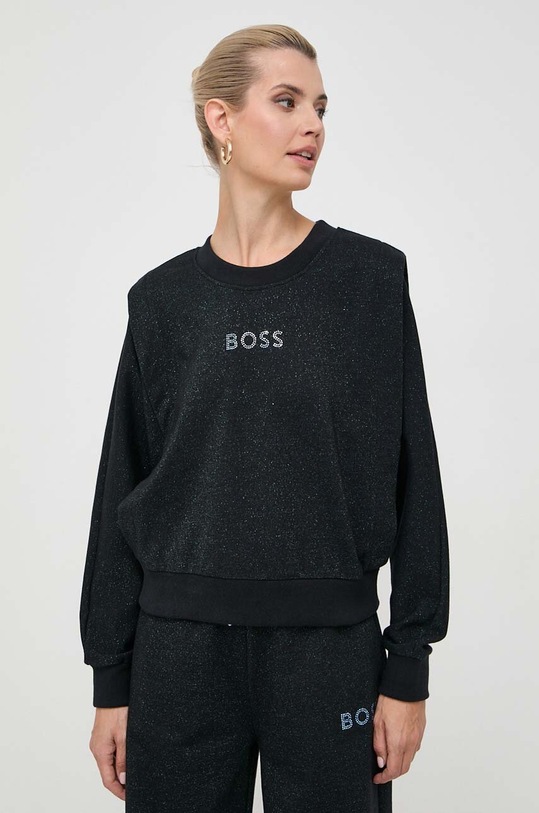 Pamučna dukserica Boss Orange BOSS ORANGE bez kapuljače crna 50502505