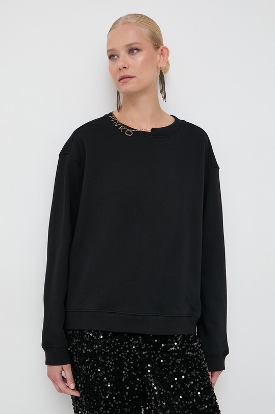 Βαμβακερή μπλούζα Pinko 102294.A1CP μαύρο AW23
