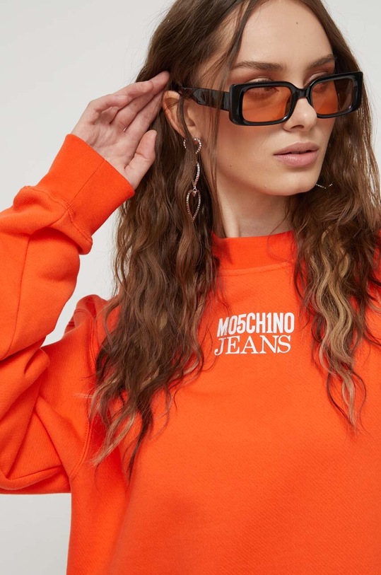 Moschino Jeans bluza bawełniana pomarańczowy 1702.8756